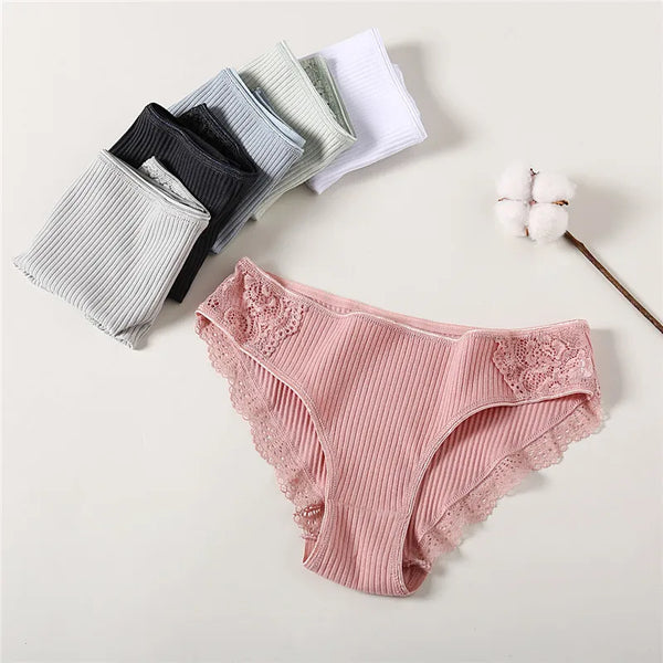 Trendy Patchwork Lace Cotton Panties