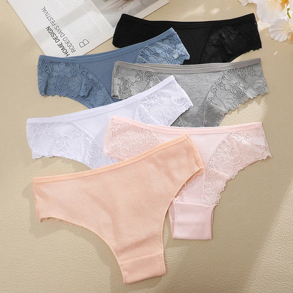 Low Waist Floral G-string 3Pcs Cotton Panties