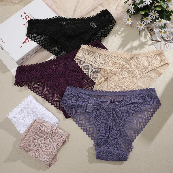 Hollow Out Rhinestone Cross Panties