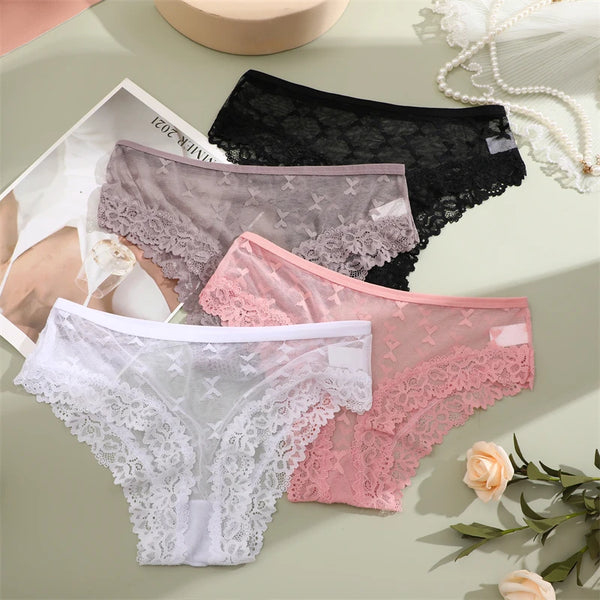 3PCS Women's Sexy Perspective Lace Panties